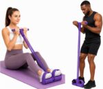 Pedal Resistance Band with Handle – 6-Tube Foot Pedal Resistance Band for Home Workouts, Sit-Up Exercise Equipment, Abdominal Trainer for Abs, Legs, Arms & Core Training - Image 2